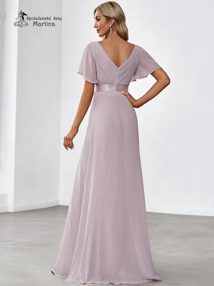 Lila šifonové šaty "Camila" antického střihu