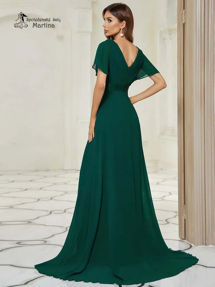 Zelené šifonové šaty "Camila" antického střihu