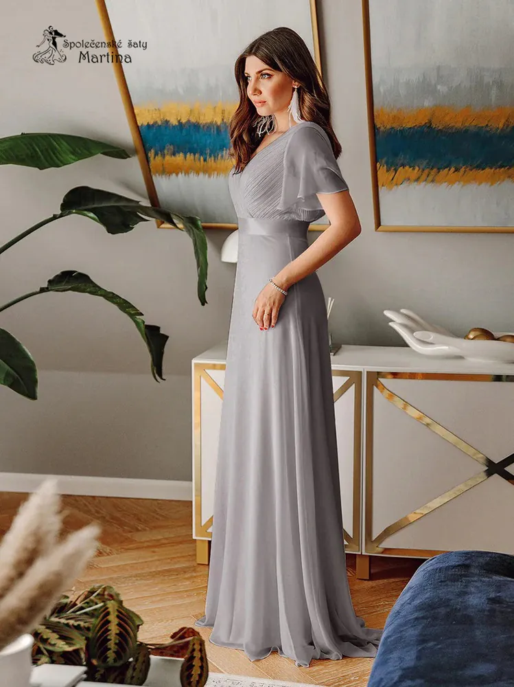 Šedé šifonové šaty "Camila" antického střihu