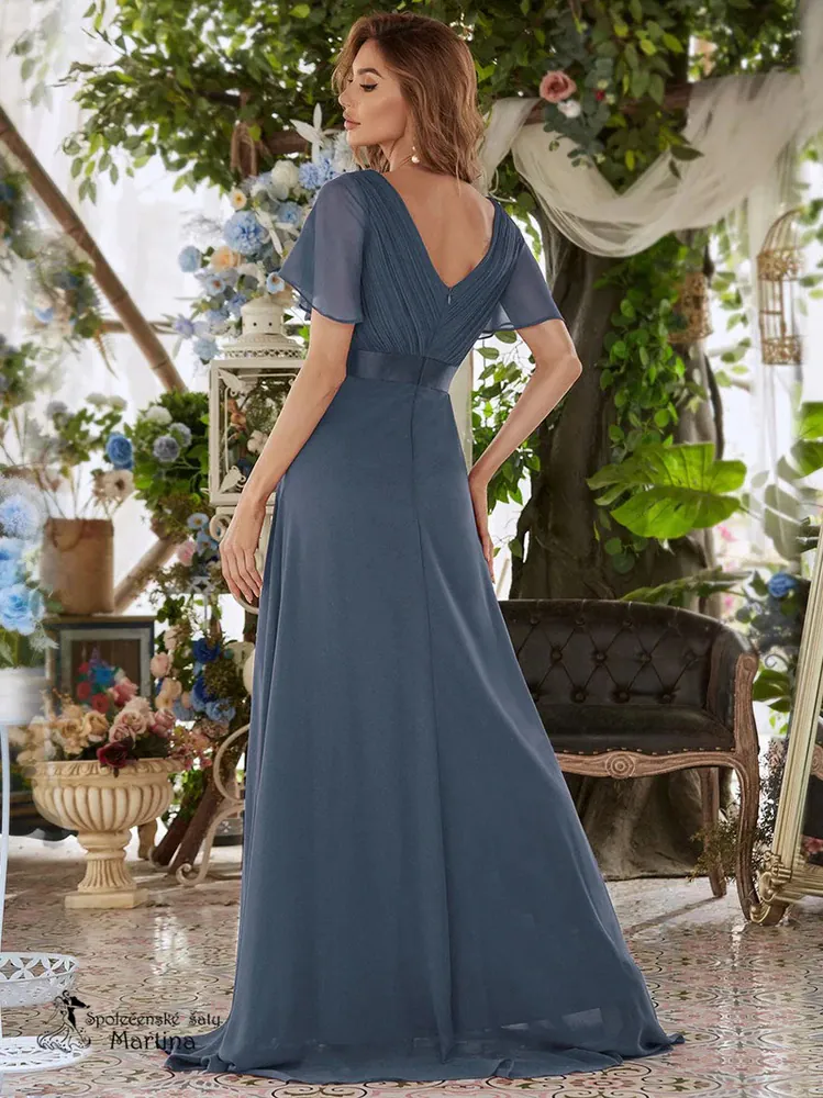 Šifonové šaty "Camila" antického střihu v barvě "dusty navy"