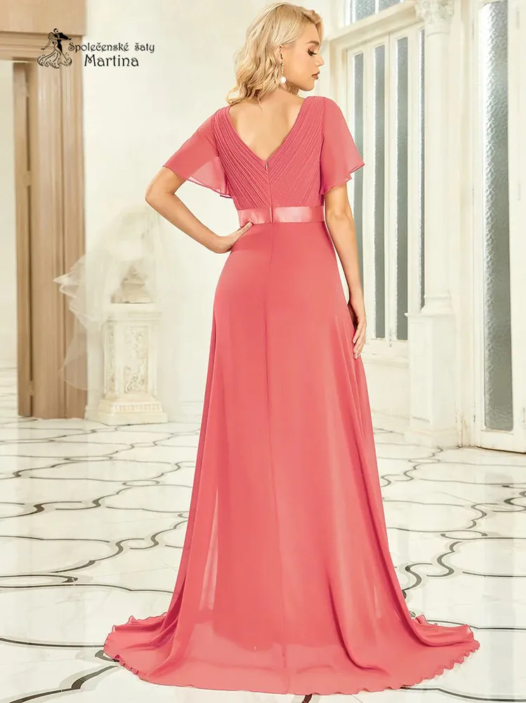 Korálové šifonové šaty "Camila" antického střihu