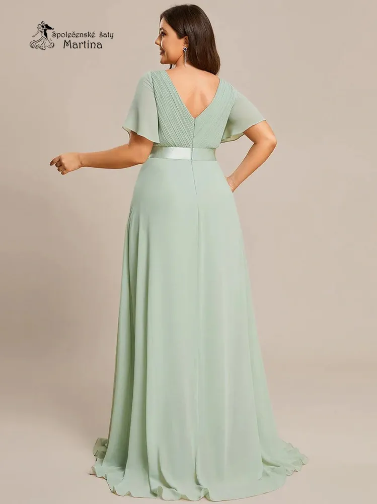 Mintové šifonové šaty "Camila XXL" antického střihu