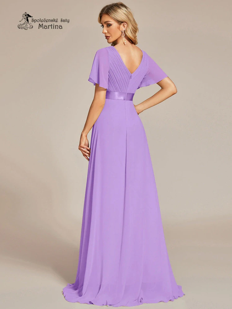 Levandulové šifonové šaty "Camila" antického střihu