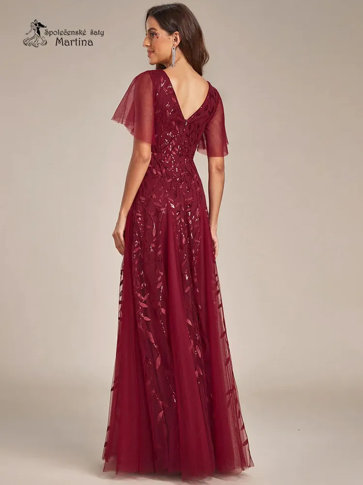 Vínové společenské šaty "Kim"
