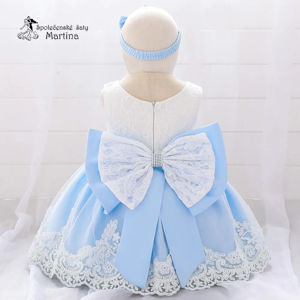 Světle modré šatičky pro nejmenší s čelenkou "Adrianka" 0-2 roky