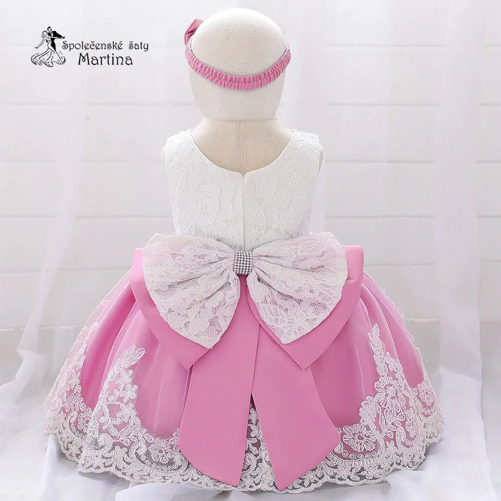 Tmavě růžové šatičky pro nejmenší s čelenkou "Adrianka" 0-2 roky