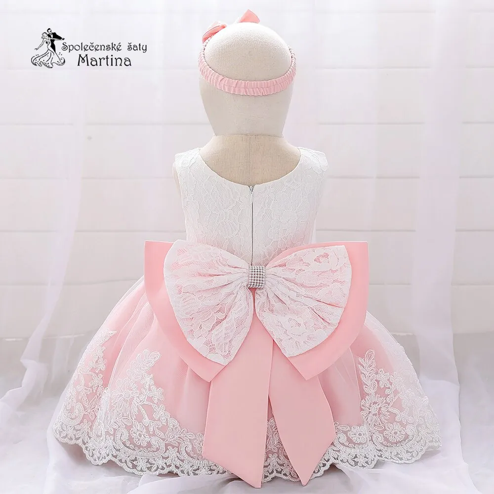 Světle růžové šatičky pro nejmenší s čelenkou "Adrianka" 0-2 roky