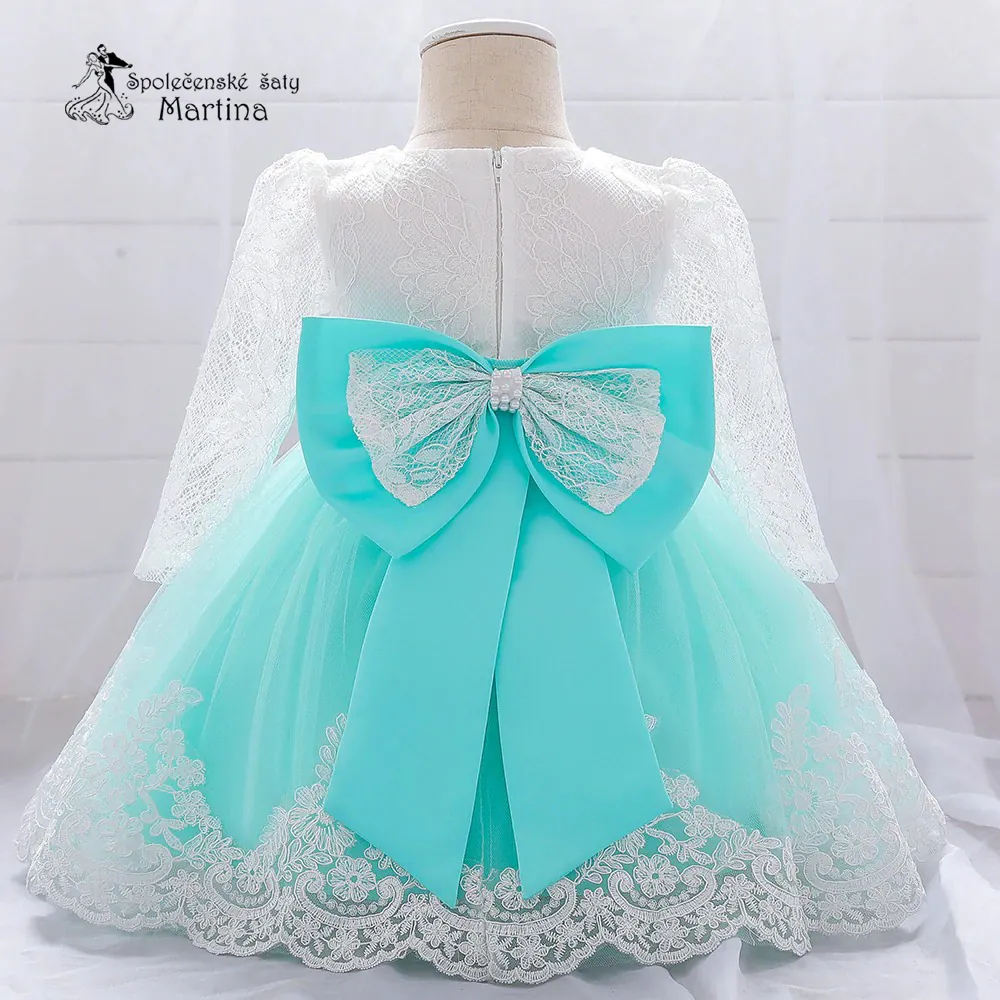 Mintové šatičky pro nejmenší s rukávem "Beátka" 0-2 roky