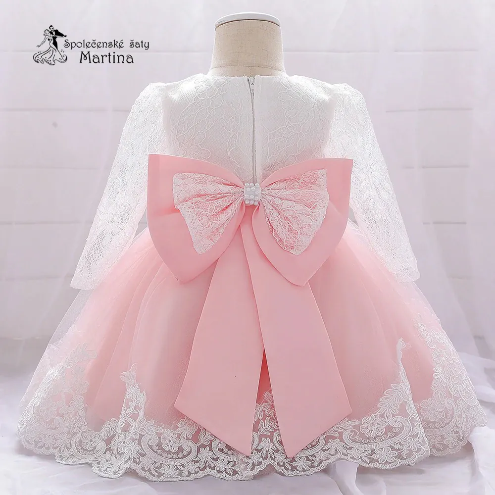 Světle růžové šatičky pro nejmenší s rukávem "Beátka" 0-2 roky