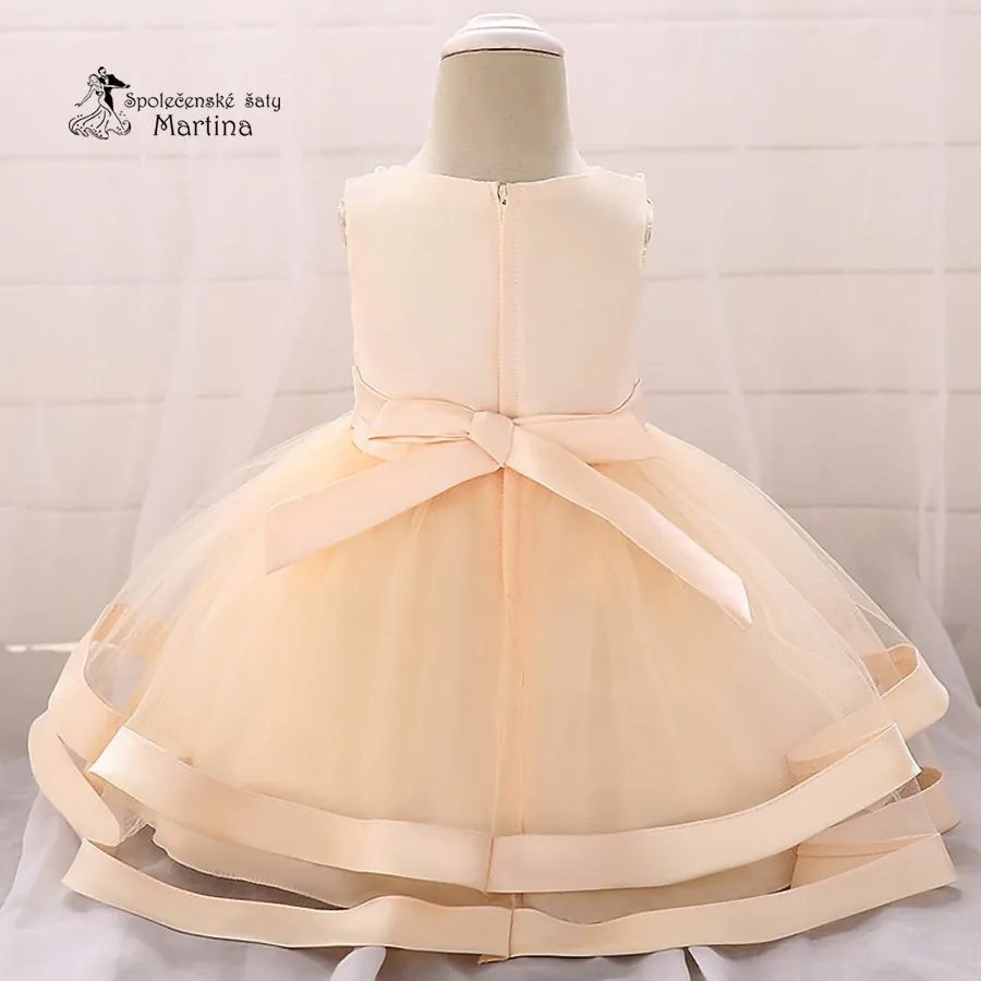 Champagne šatičky pro dívky / družičky "Sárinka" 0-12 let