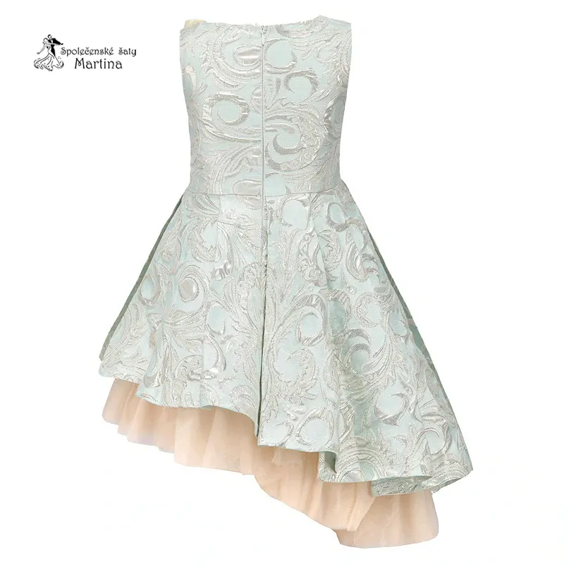 Luxusní asymetrické mintové dívčí šatičky "Jasmínka" 3-12 let