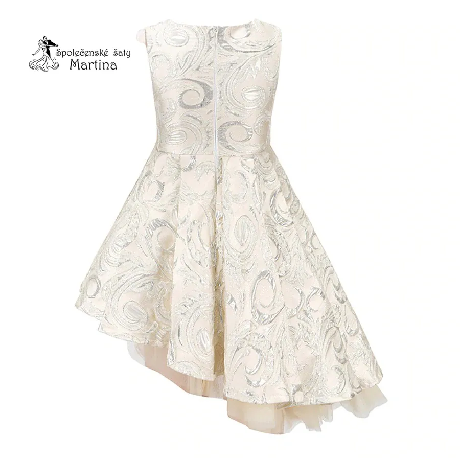 Luxusní asymetrické champagne dívčí šatičky "Jasmínka" 3-12 let