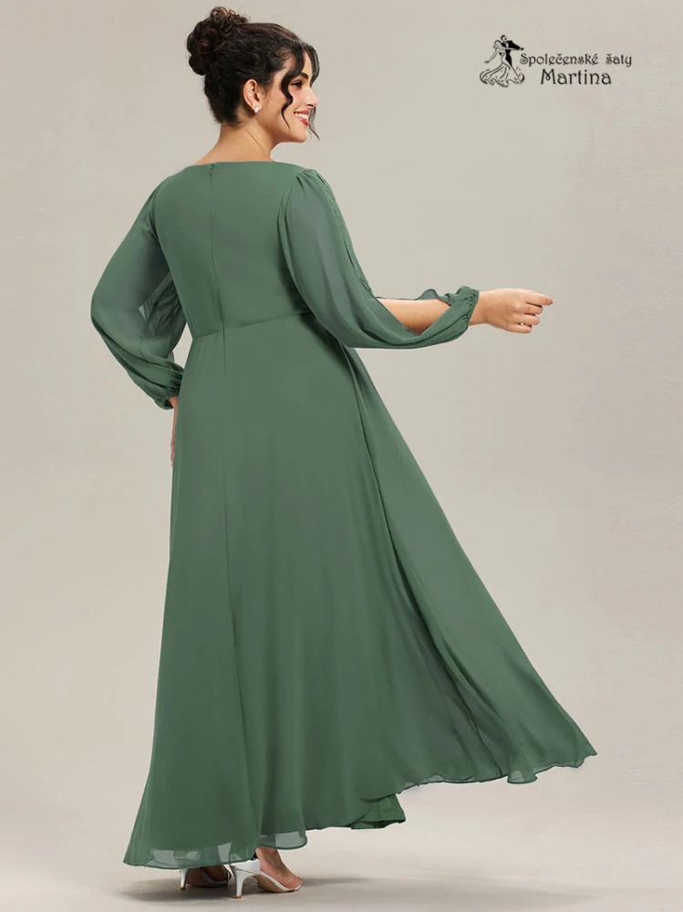 Eukalyptové plus size šaty "Harper" s dlouhým rukávem