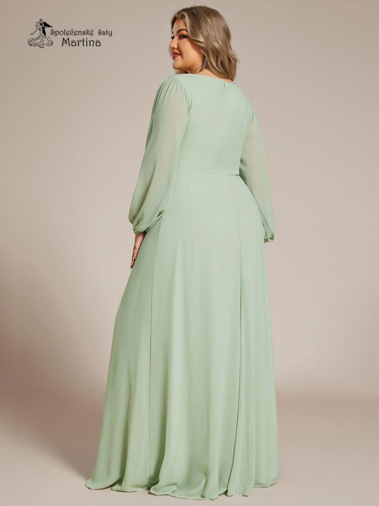 Mintové plus size šaty "Harper" s dlouhým rukávem