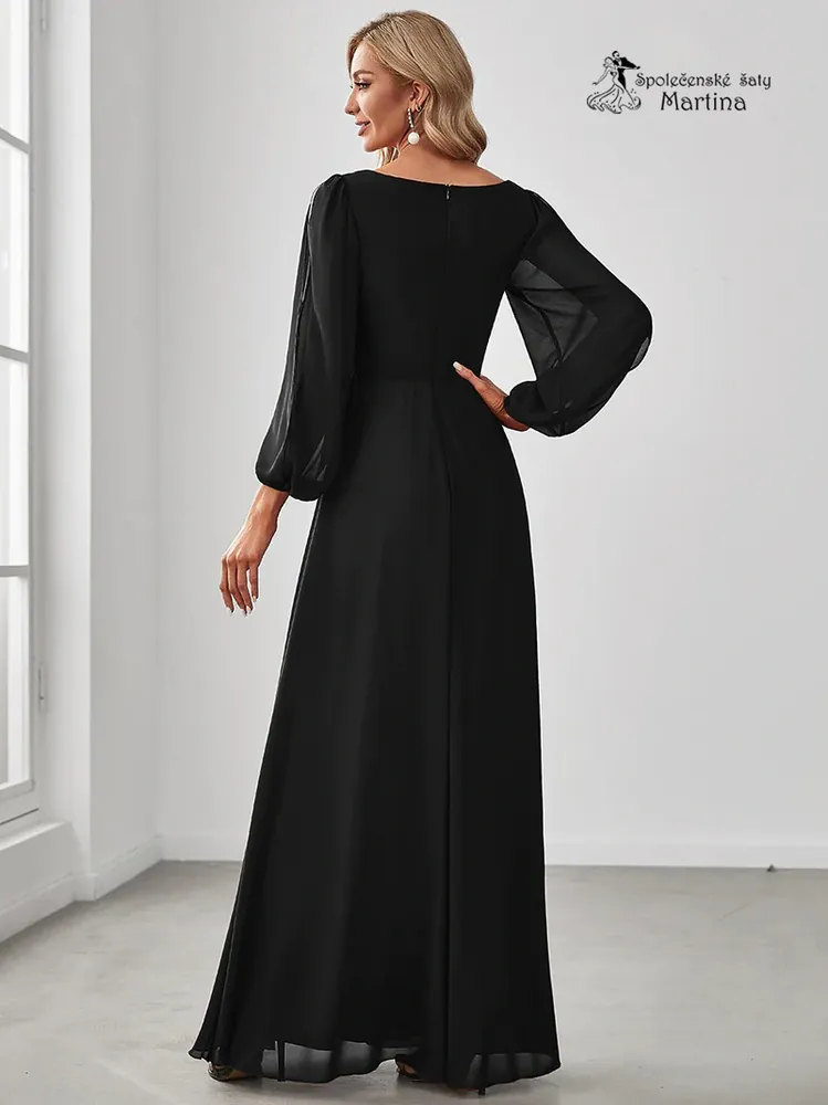 Černé šaty "Harper" s dlouhým rukávem 