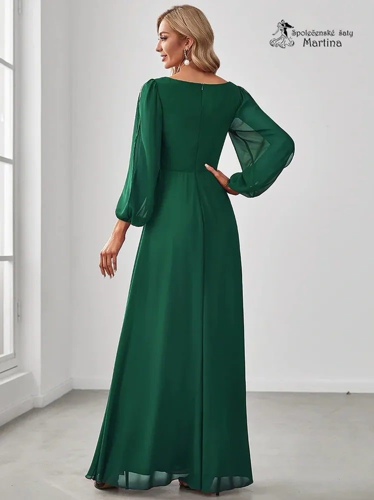 Zelené šaty "Harper" s dlouhým rukávem