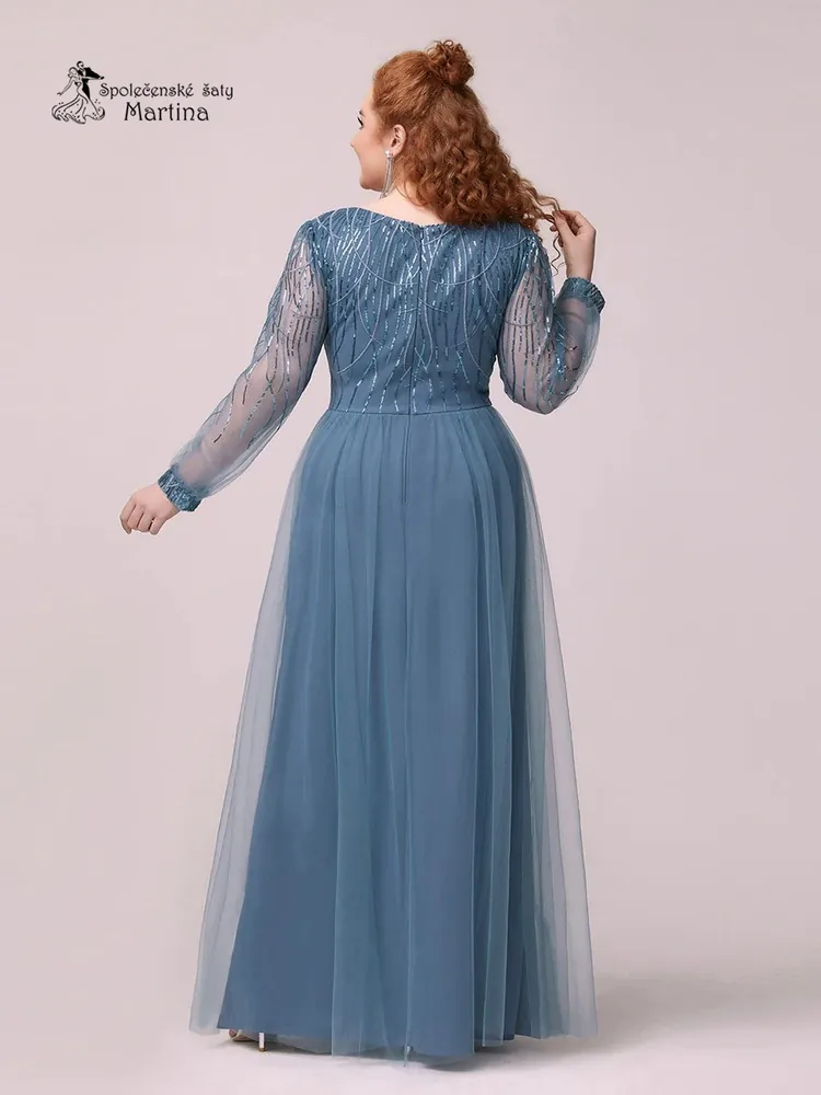 Dlouhé staromodré šaty "Brenda" s rukávy - vel. 48