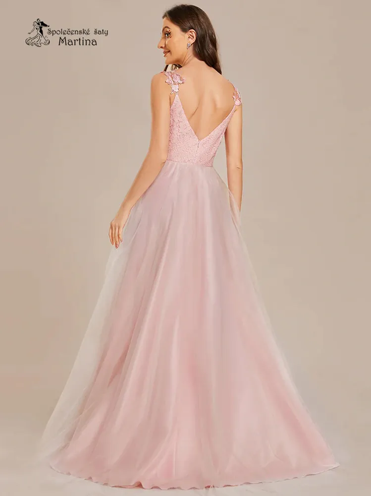 Růžové společenské šaty "Scarlet" s áčkovou sukní