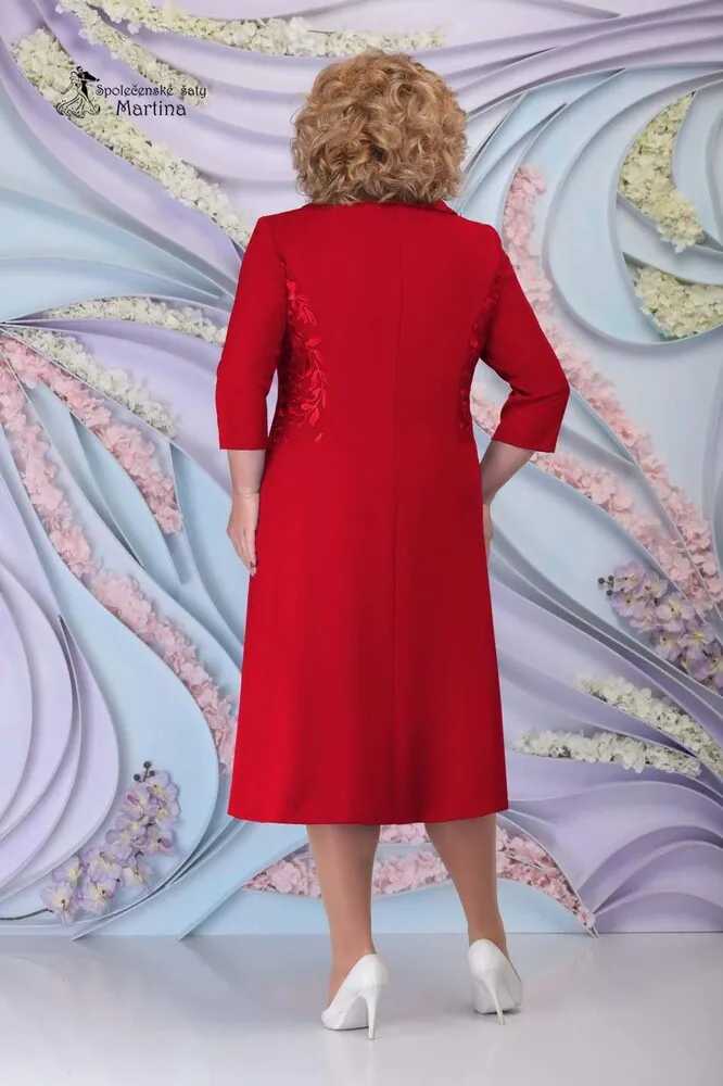Červený šatový plus size kabát "Darleen" vel. 56