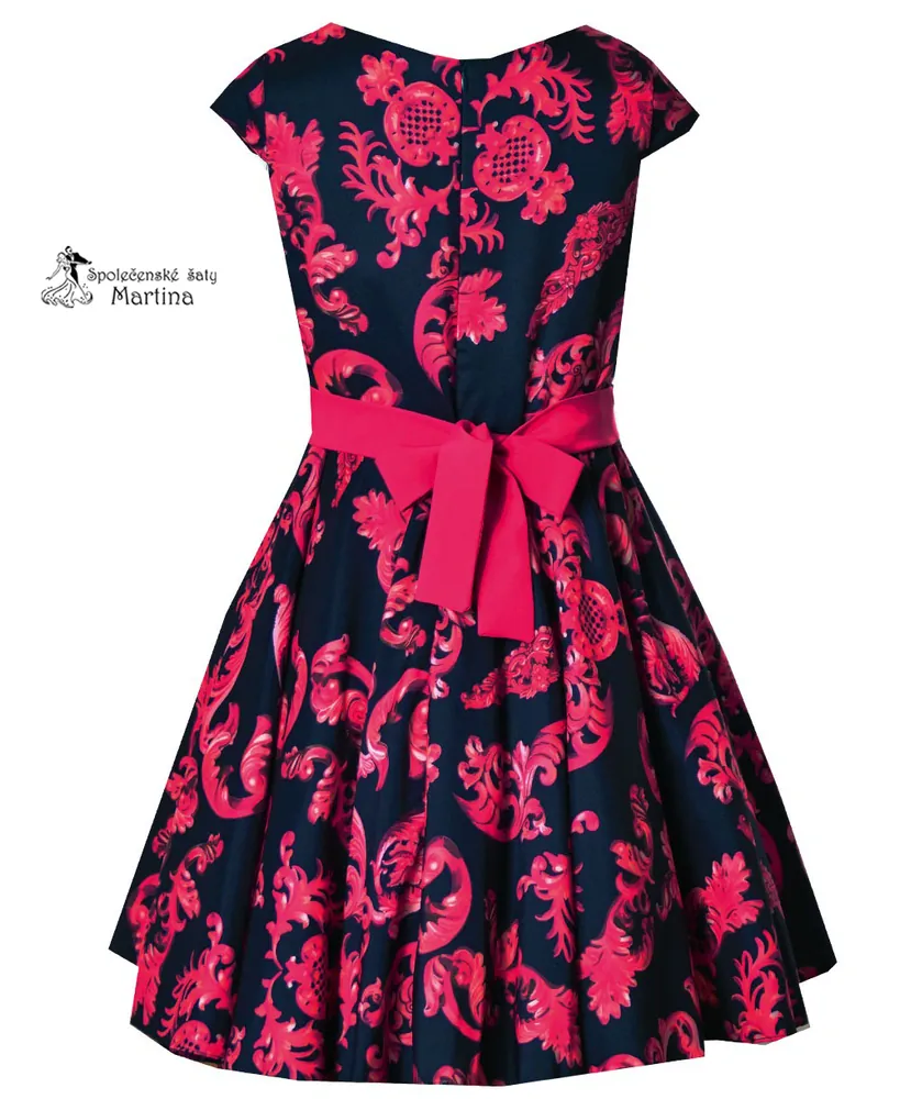 Dívčí společenské šaty "Dominika" se vzory  8-14 let 