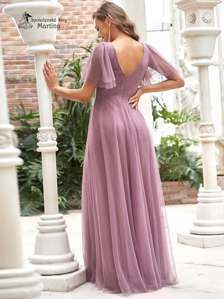 Třpytivé starorůžové šaty “Marisela” z jemného tylu - vel. 44