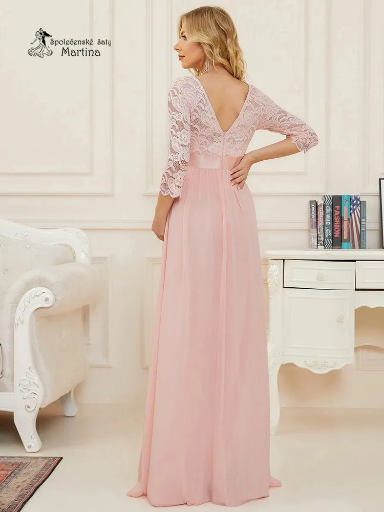 Světle růžové těhotenské šaty "Avila" s krajkovým živůtkem