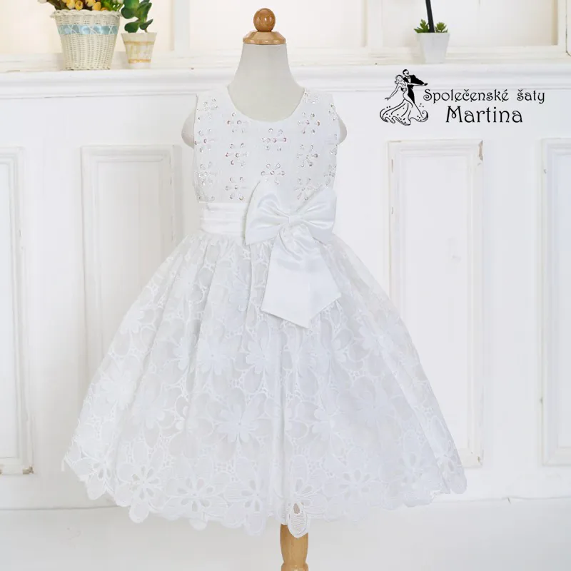 Dívčí šaty pro družičku "Markétka" 2-10 let - bílé