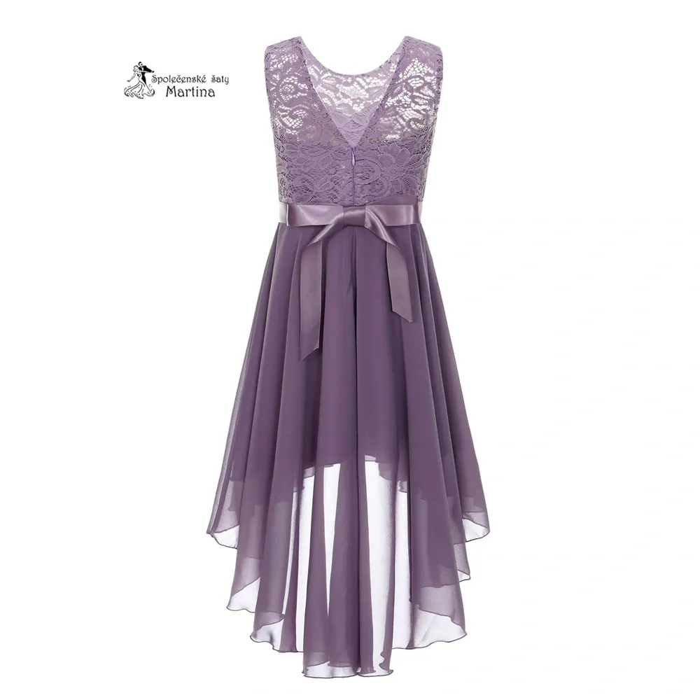 Šeříkové asymetrické dívčí šaty "Ivetka"  6-16 let