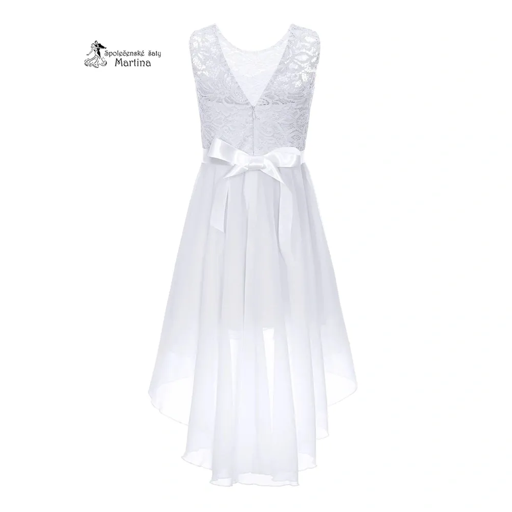 Bílé asymetrické dívčí šaty "Ivetka"  6-16 let