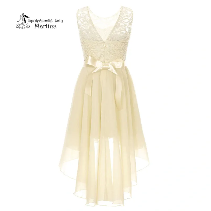 Champagne asymetrické dívčí šaty "Ivetka"  6-16 let