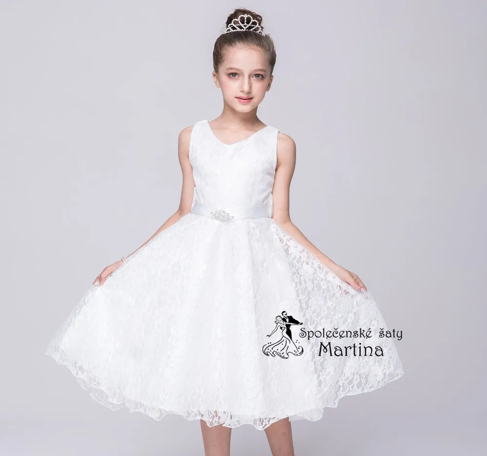 Dívčí šaty pro družičku "Andrea" 3-16 let - bílé