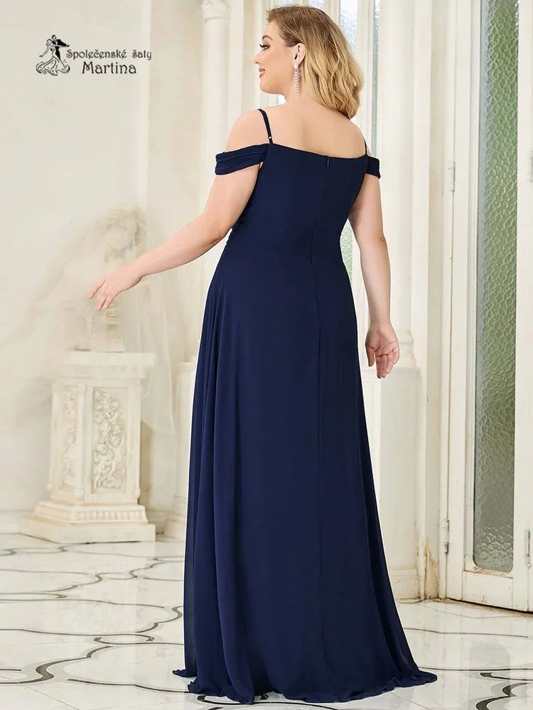 Tmavě modré společenské XXL šaty  "Keavy"   