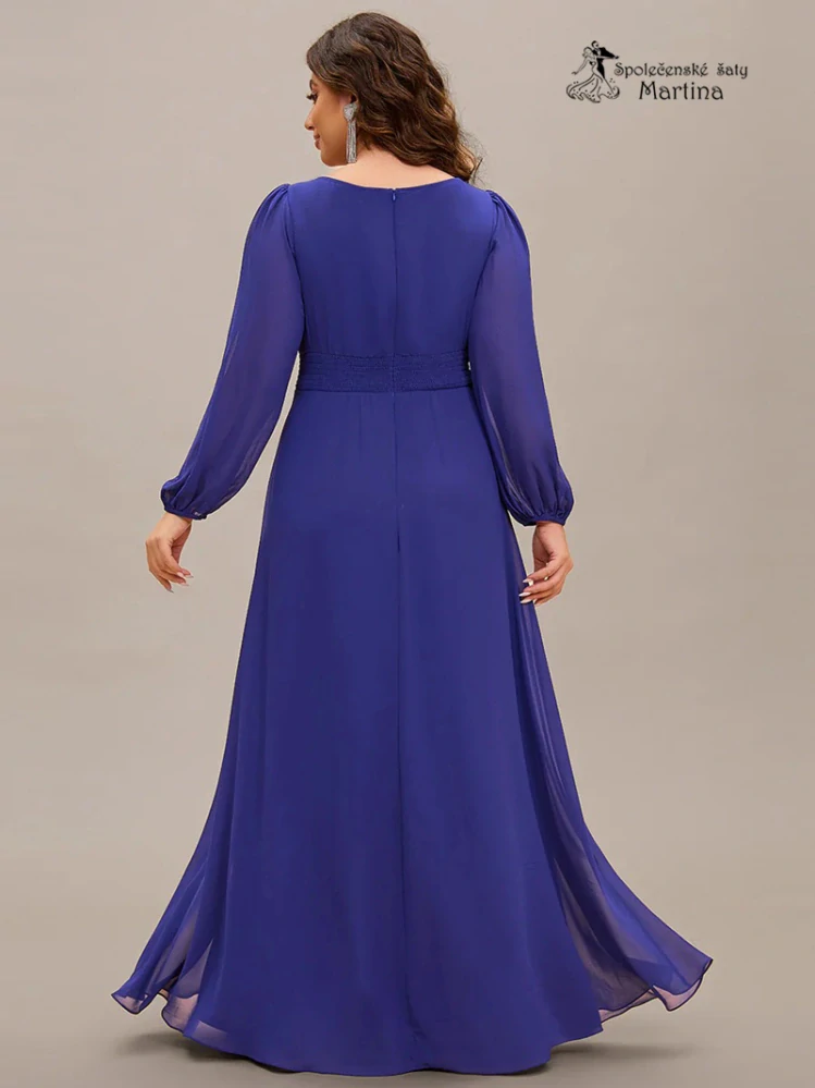 Královsky modré společenské šaty pro silnější postavy "Addie"