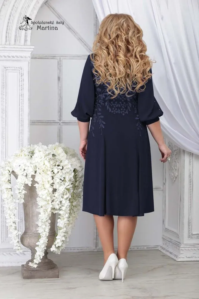 Tmavě modré lehké šifonové midi šaty "Peggy"  