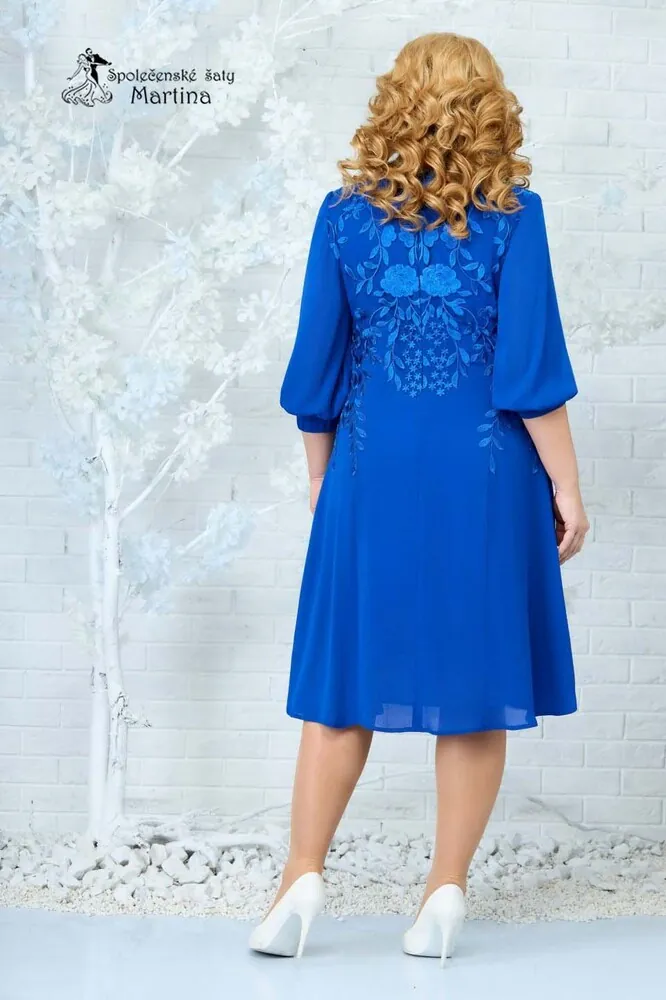 Královsky modré lehké šifonové midi šaty "Peggy" 