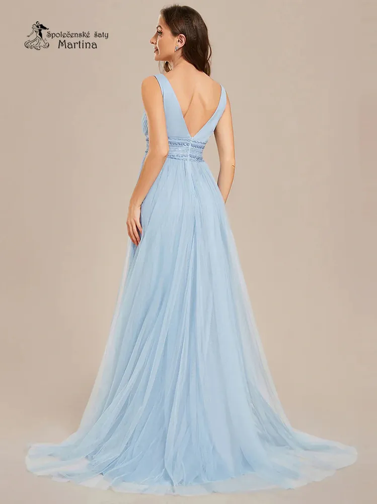 Dlouhé blankytně modré společenské šaty "Casey"