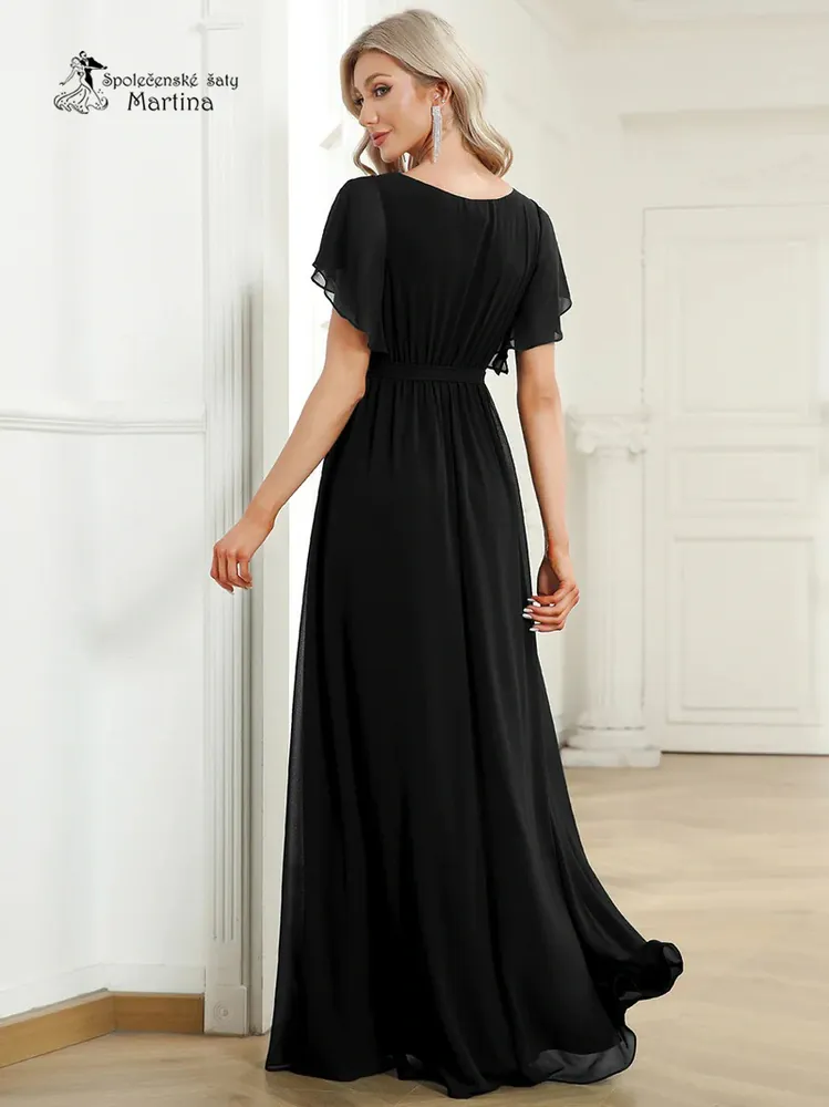 Černé společenské šaty "Katherine" s volnými rukávy