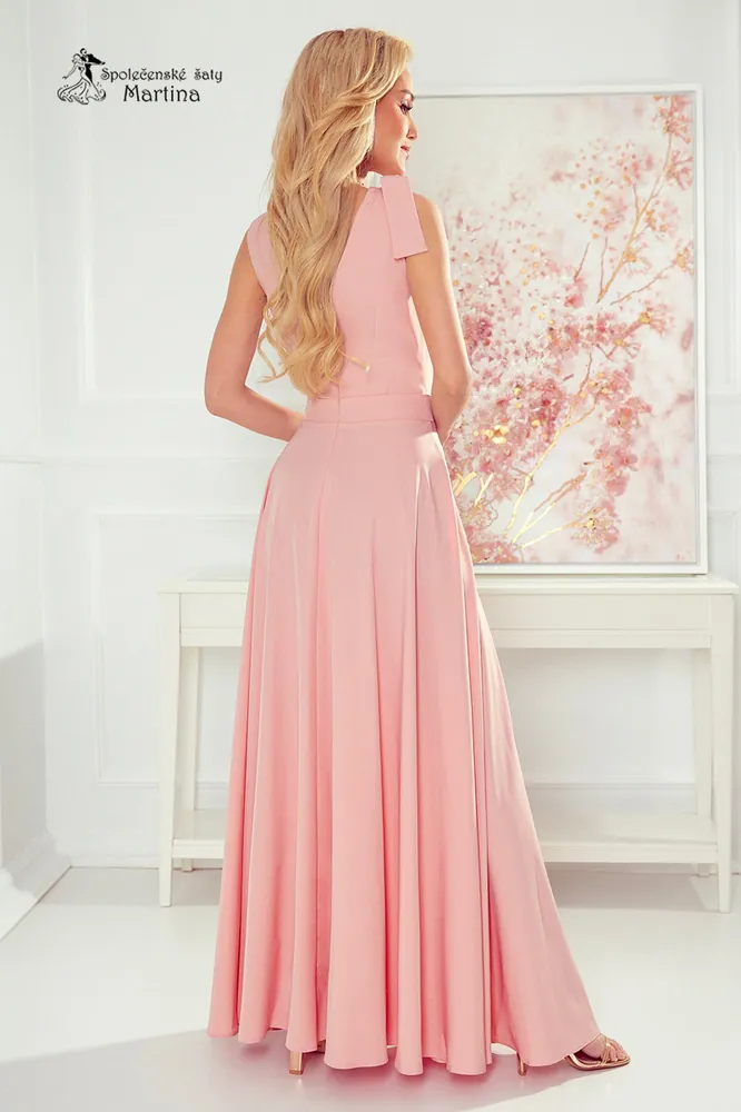 Pudrově růžové dlouhé společenské šaty "Sorela"