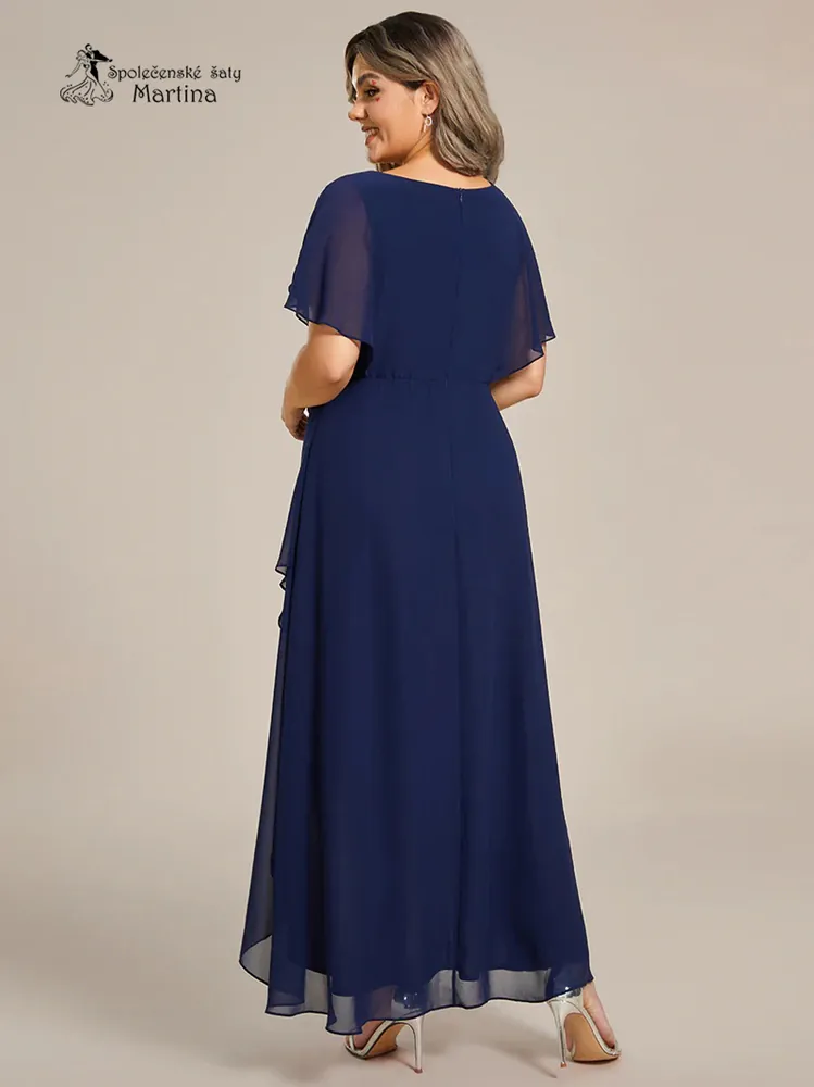 Tmavě modré asymetrické plus size šaty "Calante"