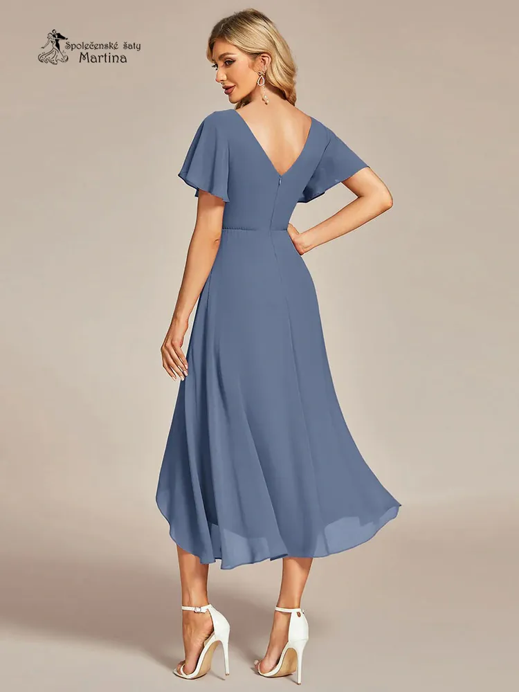 Midi staromodré asymetrické šaty s volným rukávem "Maisie"