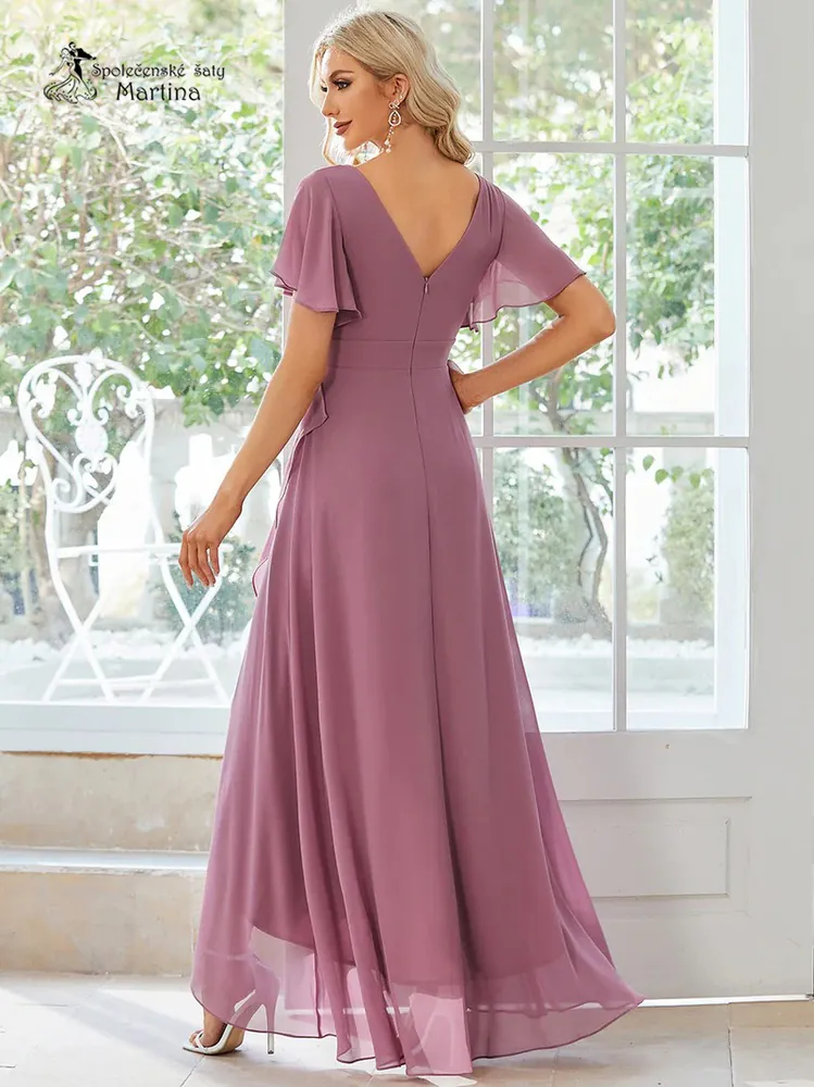 Dlouhé asymetrické starorůžové šaty pro svatební matku "Rubye"