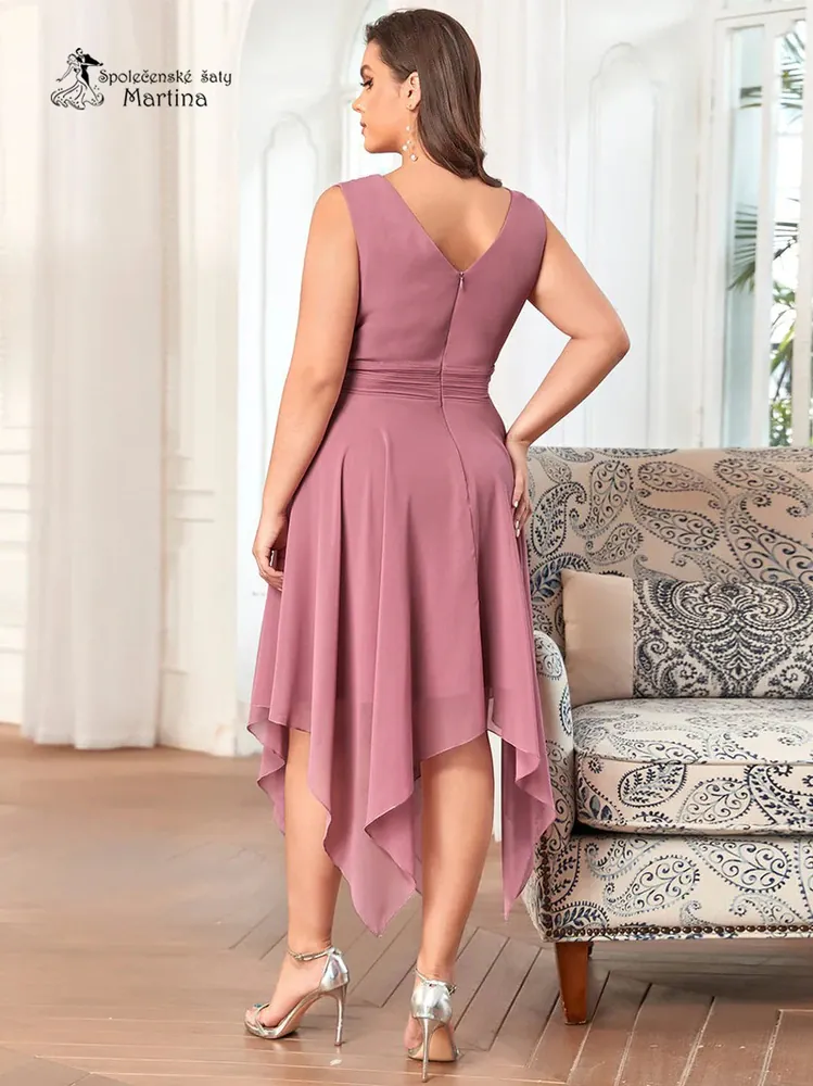 Midi XXL jednoduché starorůžové šaty pro různé příležitosti "Reanna"