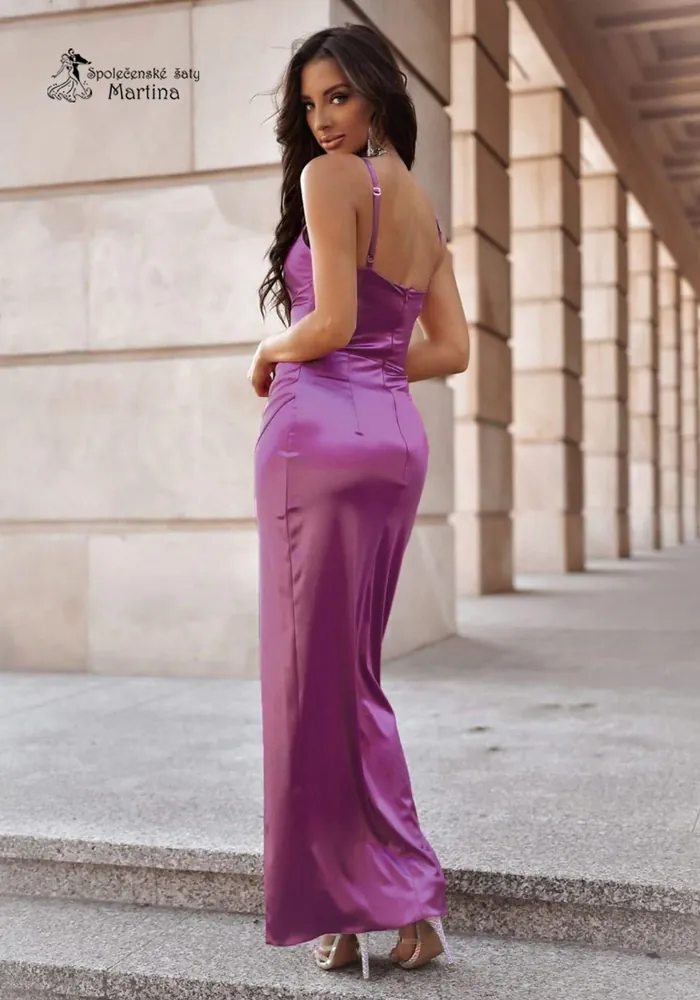Magentové saténové bodycon šaty "Kelly"