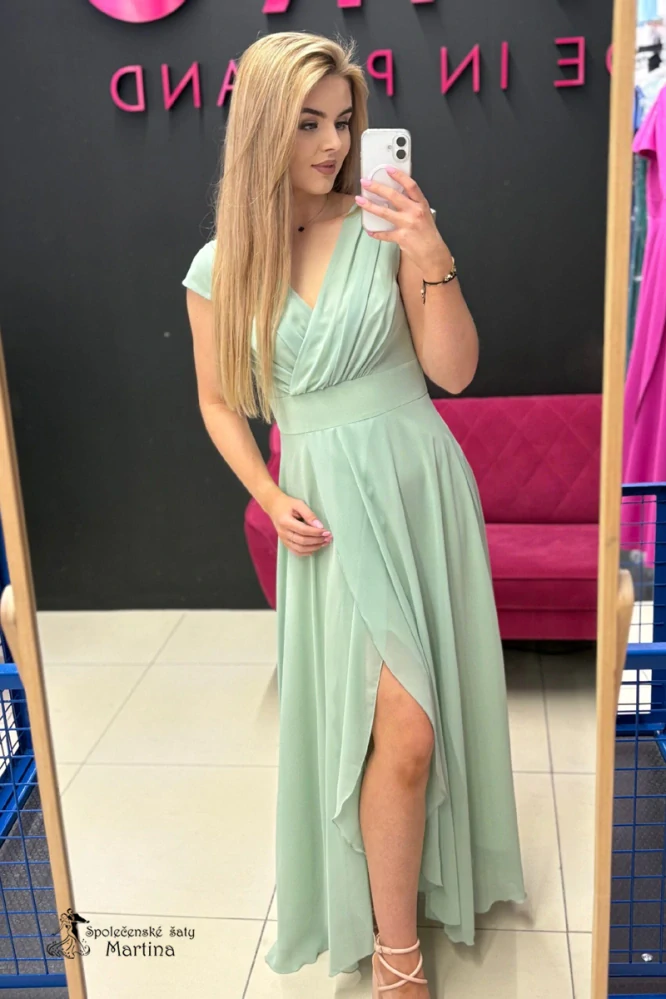 Dlouhé šalvějové společenské šaty "Gemma" - vel. 38