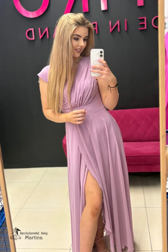 Dlouhé šeříkové společenské šaty "Gemma"