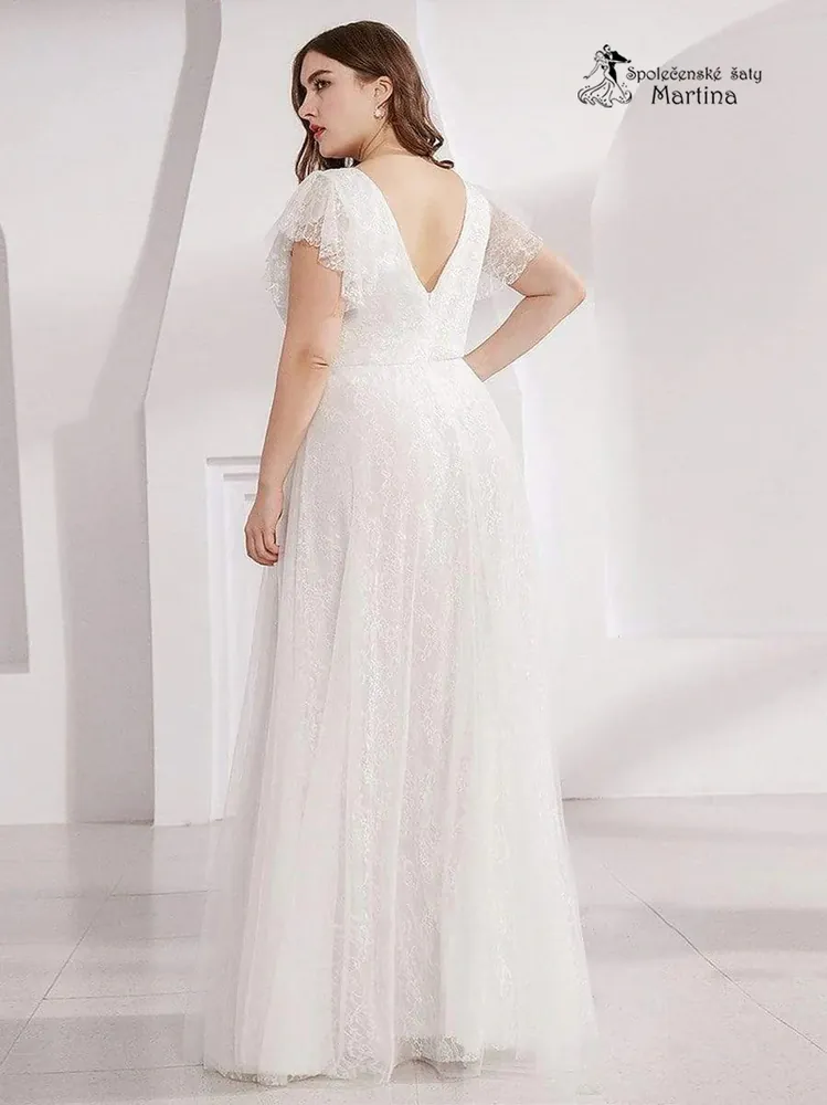 Svatební krajkové plus size šaty či na věneček "Jinny"