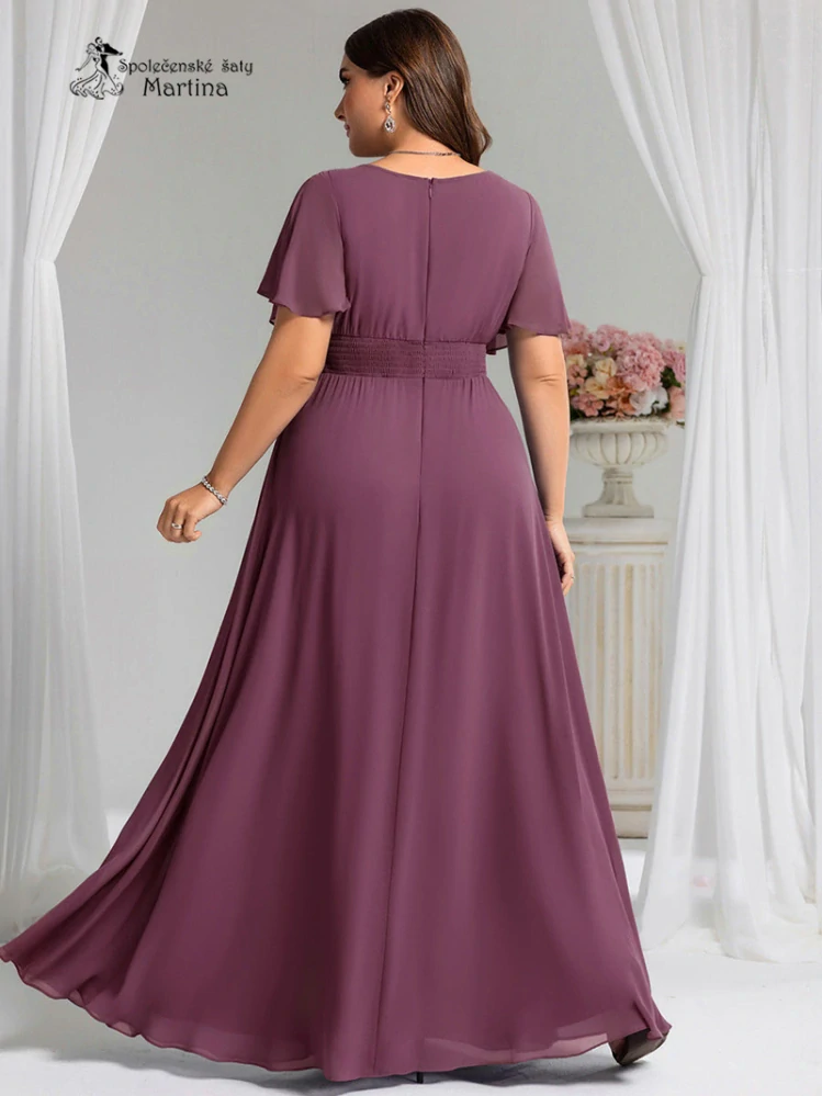 Šeříkové šifonové šaty s rukávkem a žabičkováním na zádech "Stela"