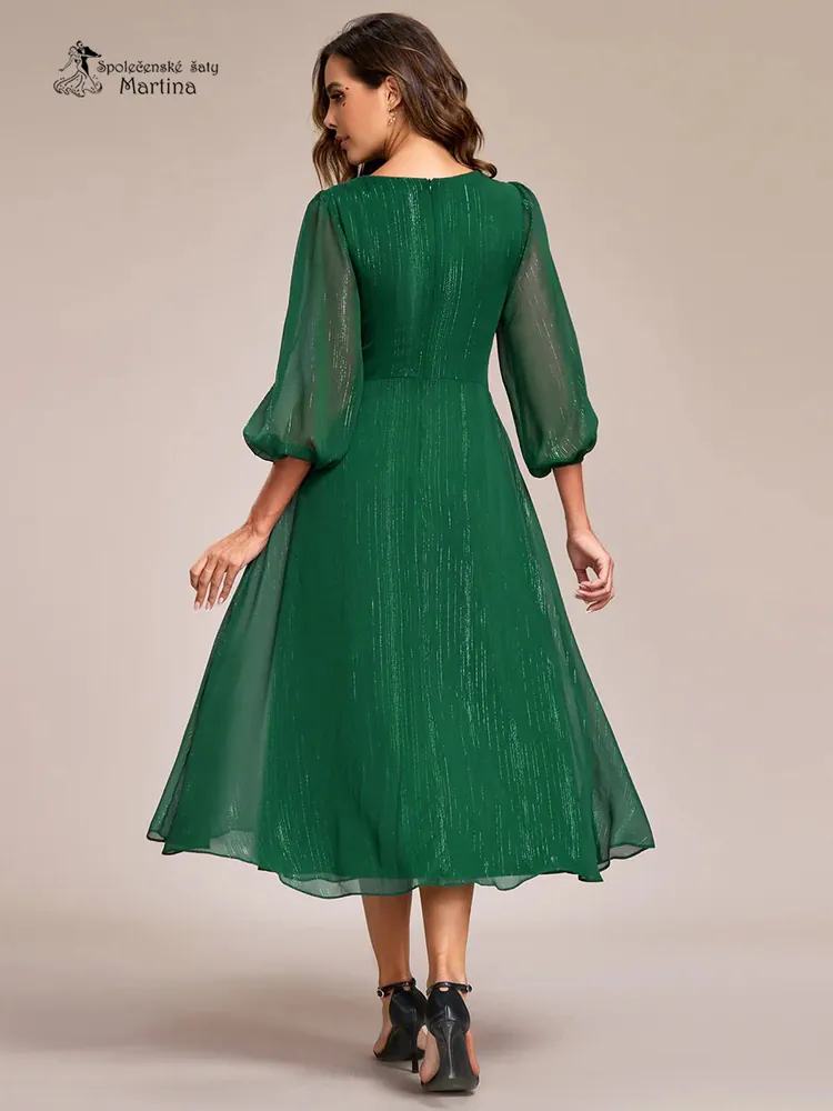 Zelené šaty "Katie" s dlouhým rukávem