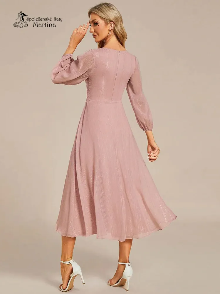 Starorůžové šaty "Katie" s dlouhým rukávem