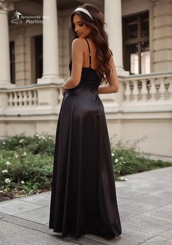 Černé saténové korzetové maturitní šaty "Gorset"